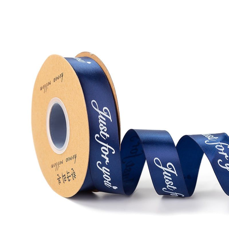 (2.5cm x Dài 45mét) Cuộn Ruy băng Lụa in chữ JUST FOR YOU trang trí hộp quà, bó hoa siêu xinh.