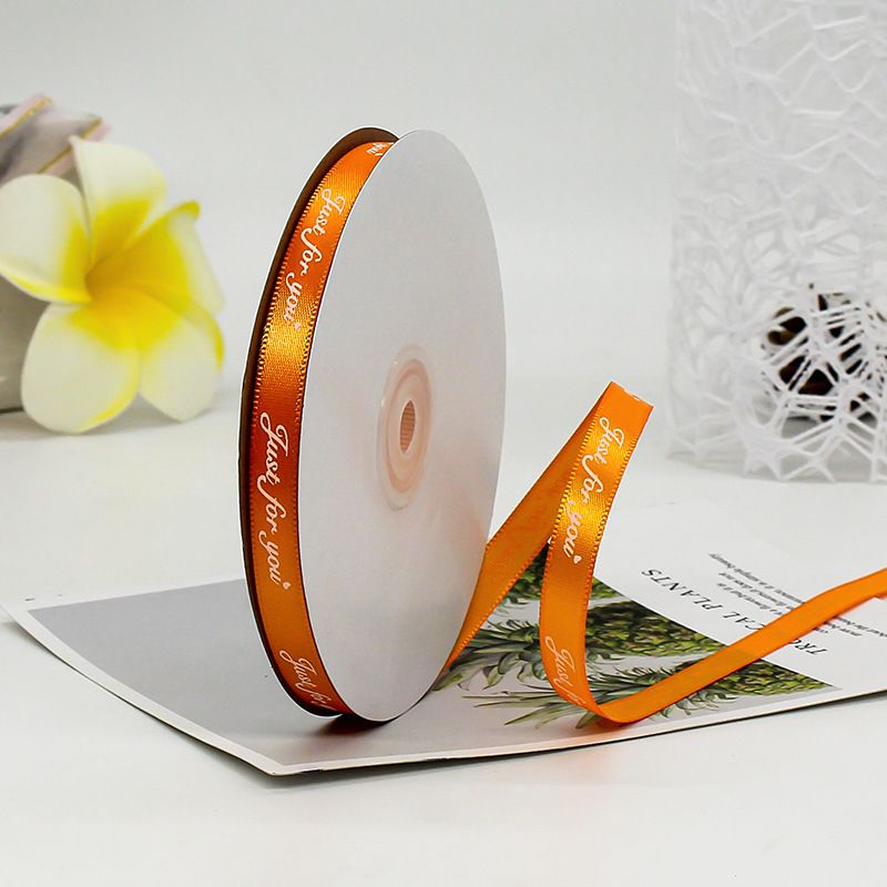 (Ngang 1cm) Cuộn Ruy Băng Lụa 1cm In Chữ Just For You, Duy Băng 1cm Chữ
