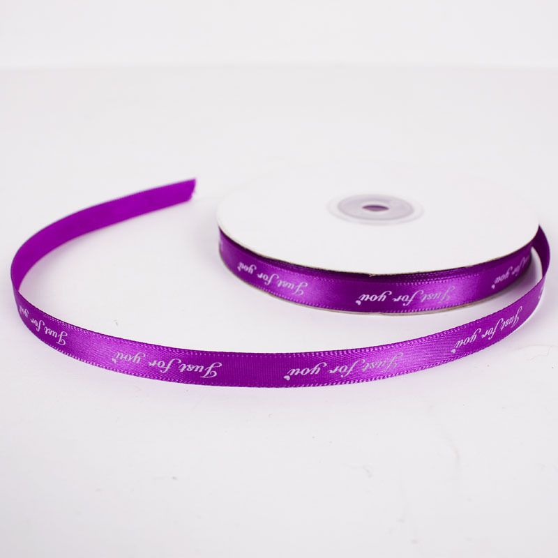 (Ngang 1cm) Cuộn Ruy Băng Lụa 1cm In Chữ Just For You, Duy Băng 1cm Chữ