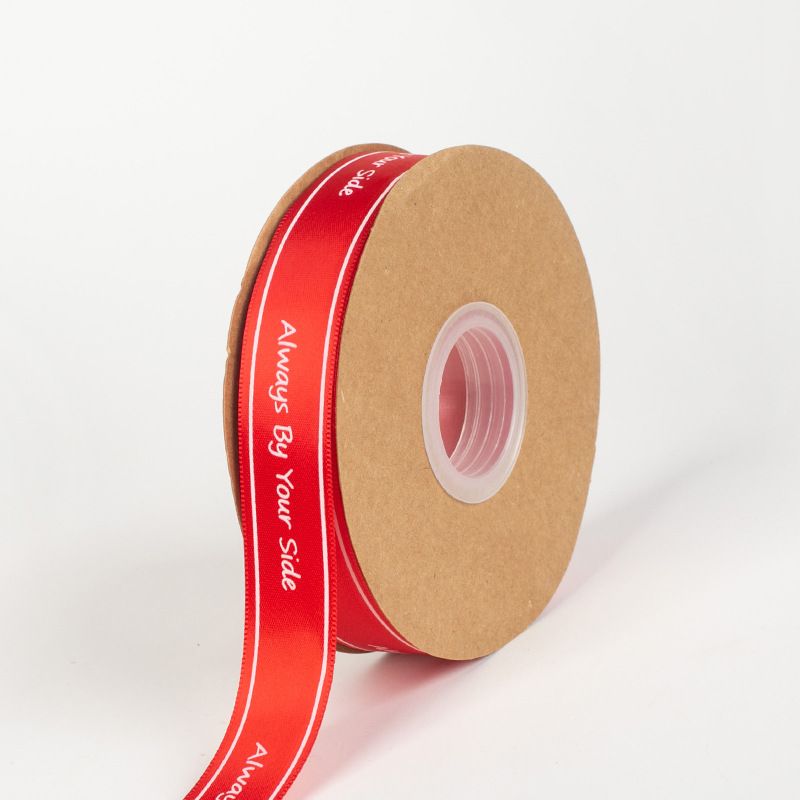 (2,5cm) Cuộn Dây Ruy Băng Lụa Chữ Always By Your Side Trang Trí Làm Nơ Gói Quà, Bó Hoa