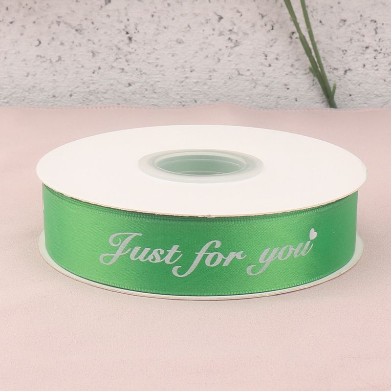 (2.5cm x Dài 45mét) Cuộn Ruy băng Lụa in chữ JUST FOR YOU trang trí hộp quà, bó hoa siêu xinh.