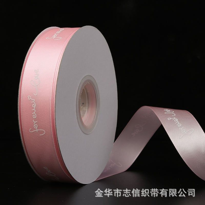 (2.5cm x Dài 45 mét) Cuộn Ruy Băng Lụa Chữ ROMANTIC đủ màu làm nơ, bó hoa, trang trí gói quà tặng siêu sang