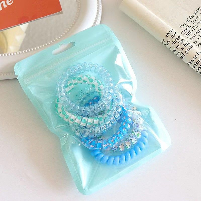 Set 6 Dây Cột Tóc Nhựa Lò Xo Màu Thạch Ngọt Ngào, Dễ Thương
