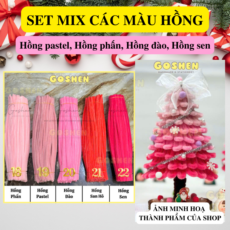 Set Nguyên Liệu Làm Cây Thông Kẽm Nhung Đầy Đủ Phụ Kiện Trang Trí