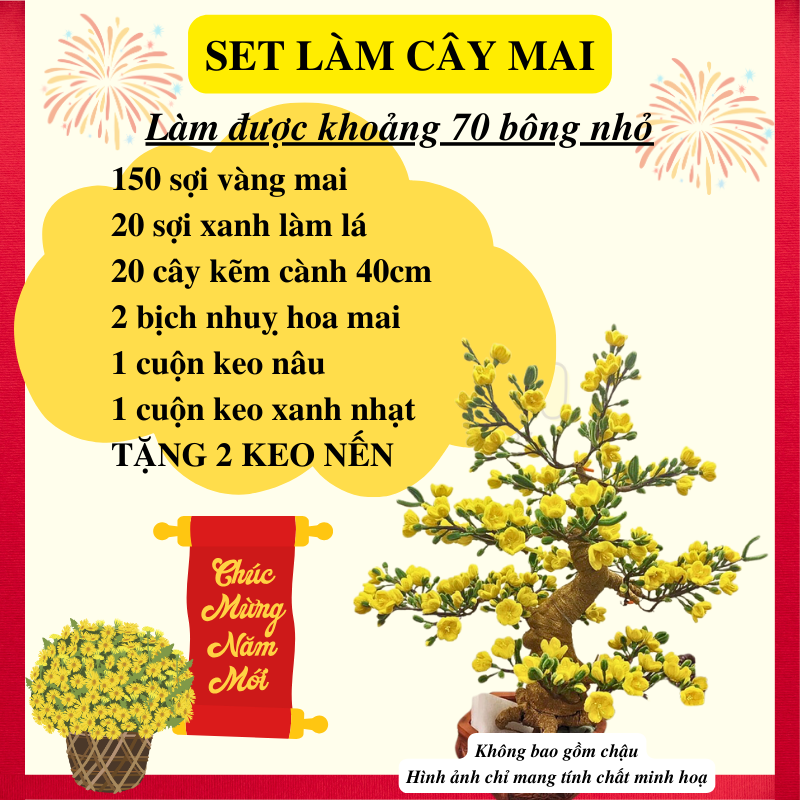 Set Nguyên Liệu Làm Hoa Mai, Hoa Đào, Hoa Sen, Cành Quýt