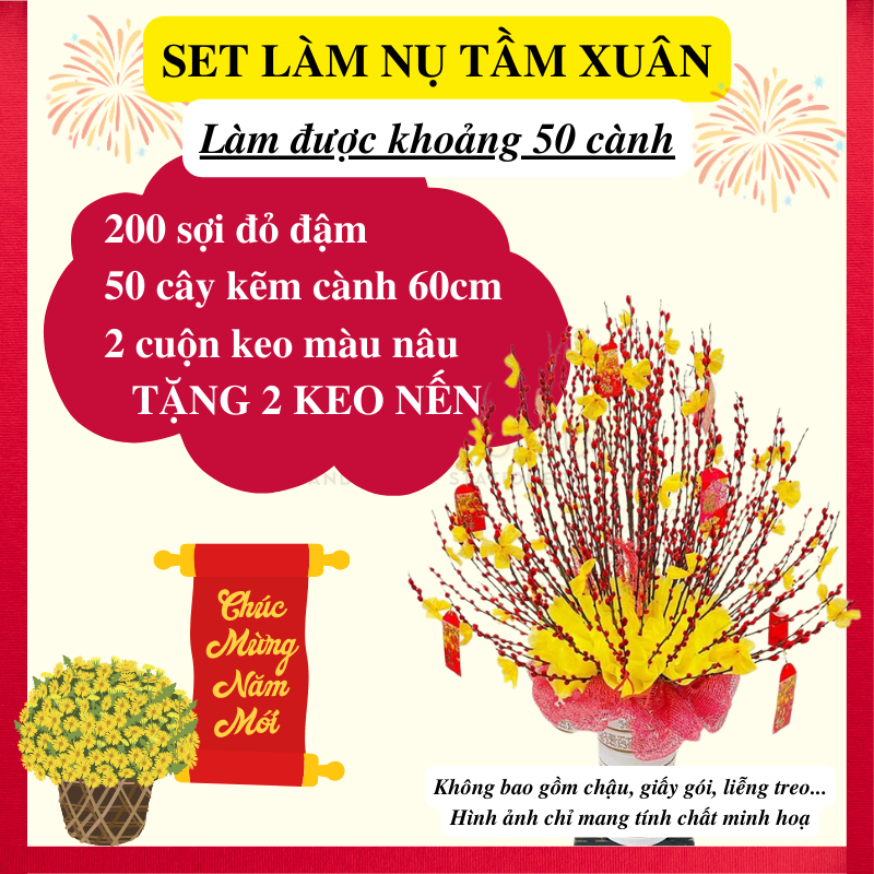 Set Nguyên Liệu Làm Hoa Mai, Hoa Đào, Hoa Sen, Cành Quýt