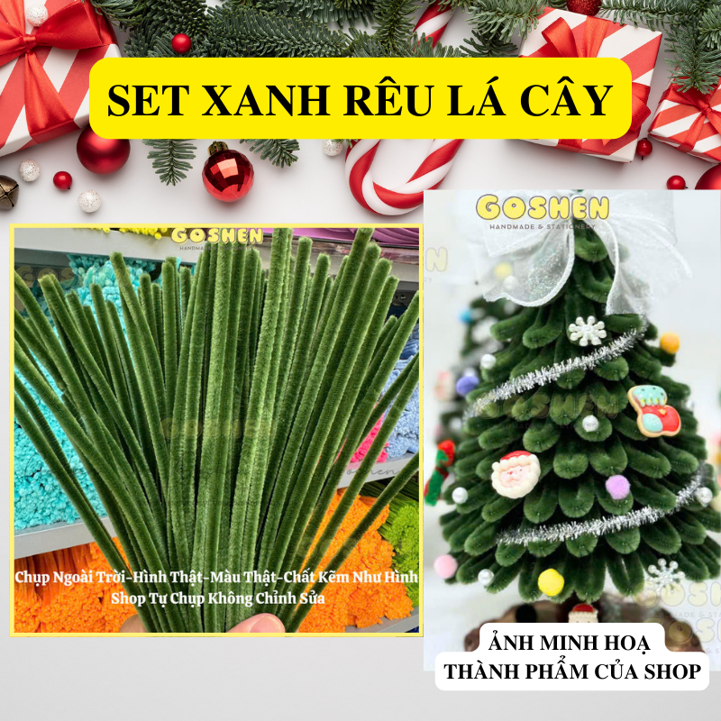 Set Nguyên Liệu Làm Cây Thông Kẽm Nhung Đầy Đủ Phụ Kiện Trang Trí