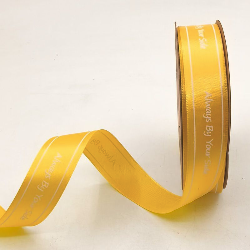 (2,5cm) Cuộn Dây Ruy Băng Lụa Chữ Always By Your Side Trang Trí Làm Nơ Gói Quà, Bó Hoa