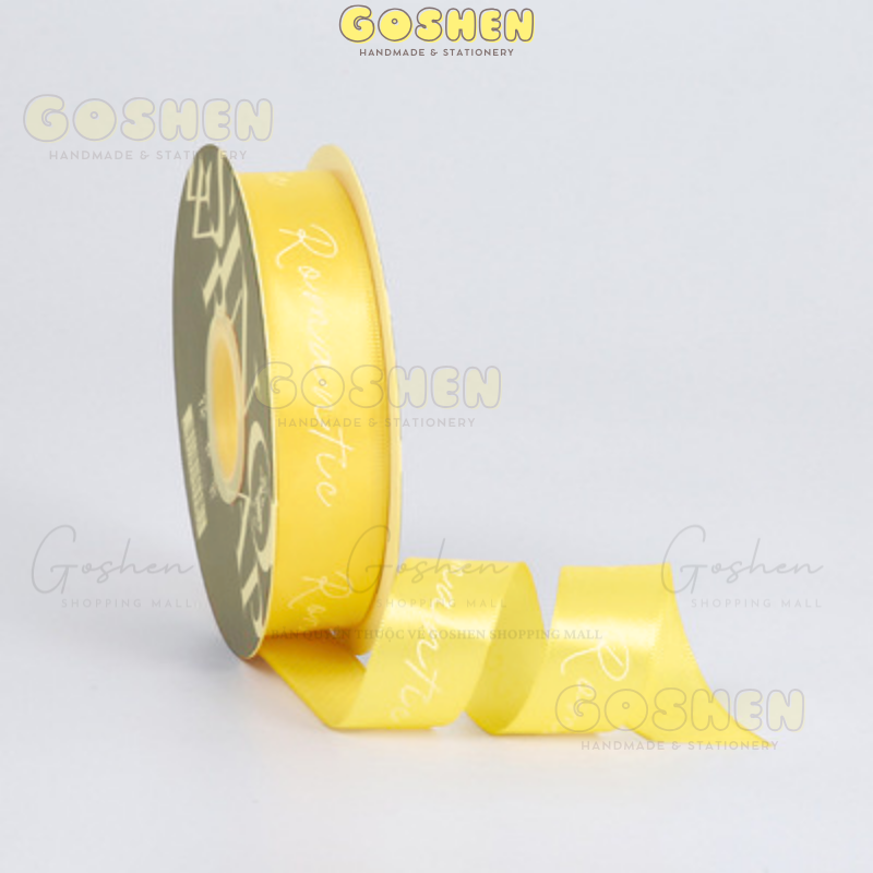 (2.5cm x Dài 45 mét) Cuộn Ruy Băng Lụa Chữ ROMANTIC đủ màu làm nơ, bó hoa, trang trí gói quà tặng siêu sang