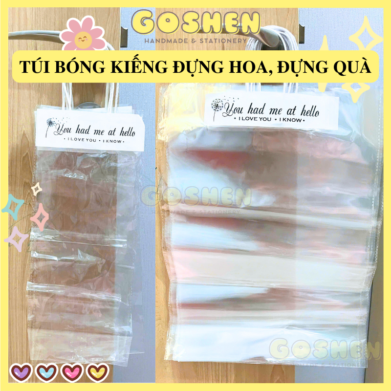Túi Bóng Kiếng Có Quai Xách Đựng Hoa Đựng Quà Nhiều Size