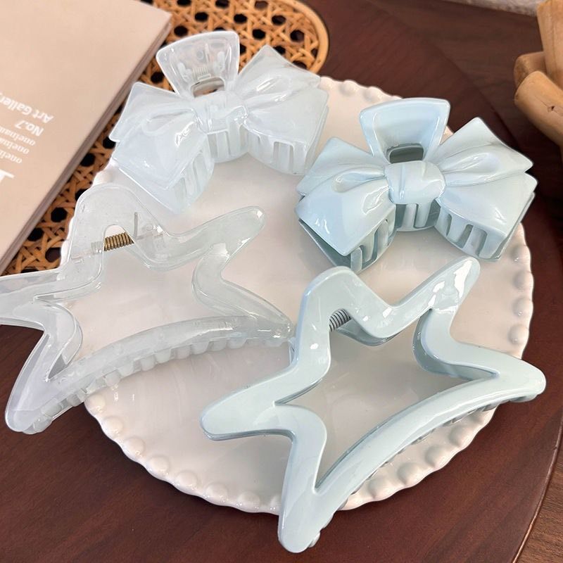 Kẹp Nơ Ngôi Sao Xanh Dương Pastel Cao Cấp Phong Cách Hàn Quốc