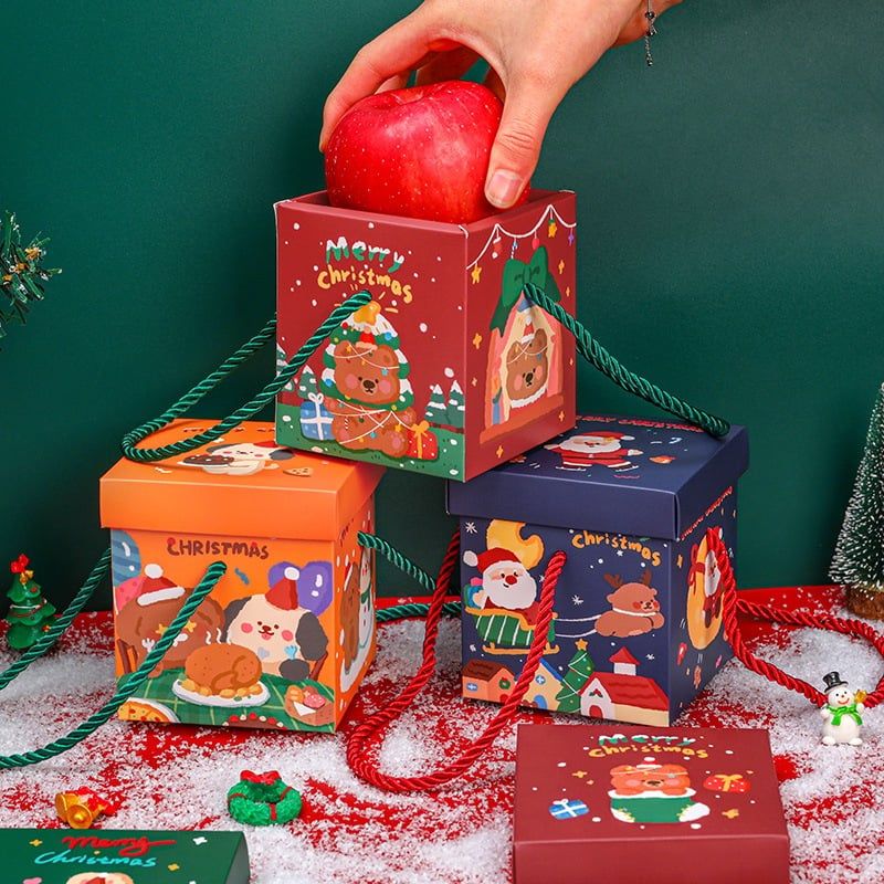 (Chưa Lắp) Hộp Quà Tặng Giáng Sinh Xinh Xắn Có Quai Xách
