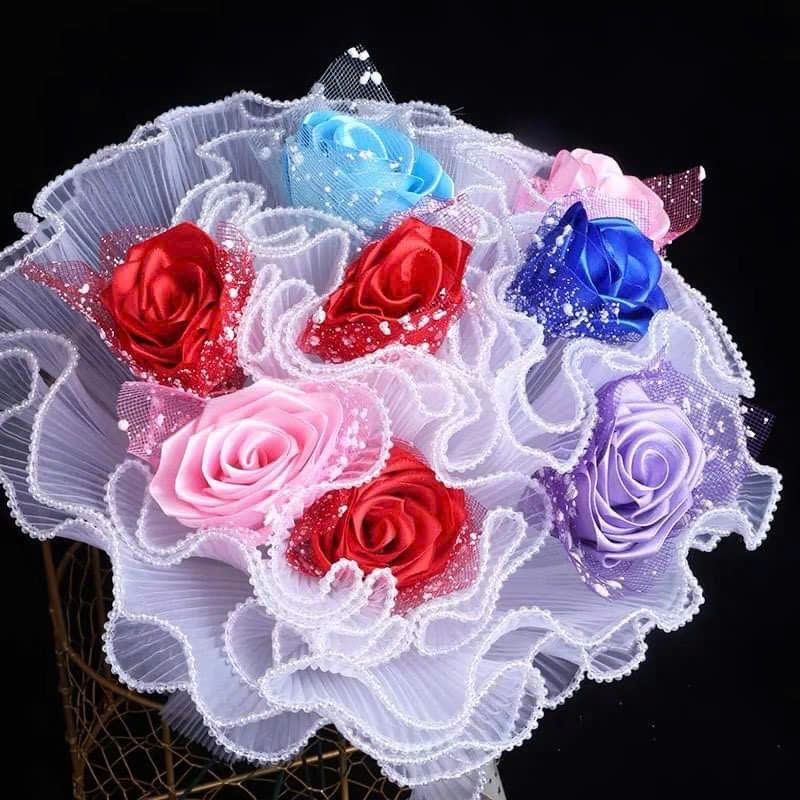 (28cm x Dài 4.5 Mét) Giấy Voan Gói Hoa Viền Ngọc 28cm Sóng Sợi Ren Lưới Bó Hoa Tiệc Quà Tặng