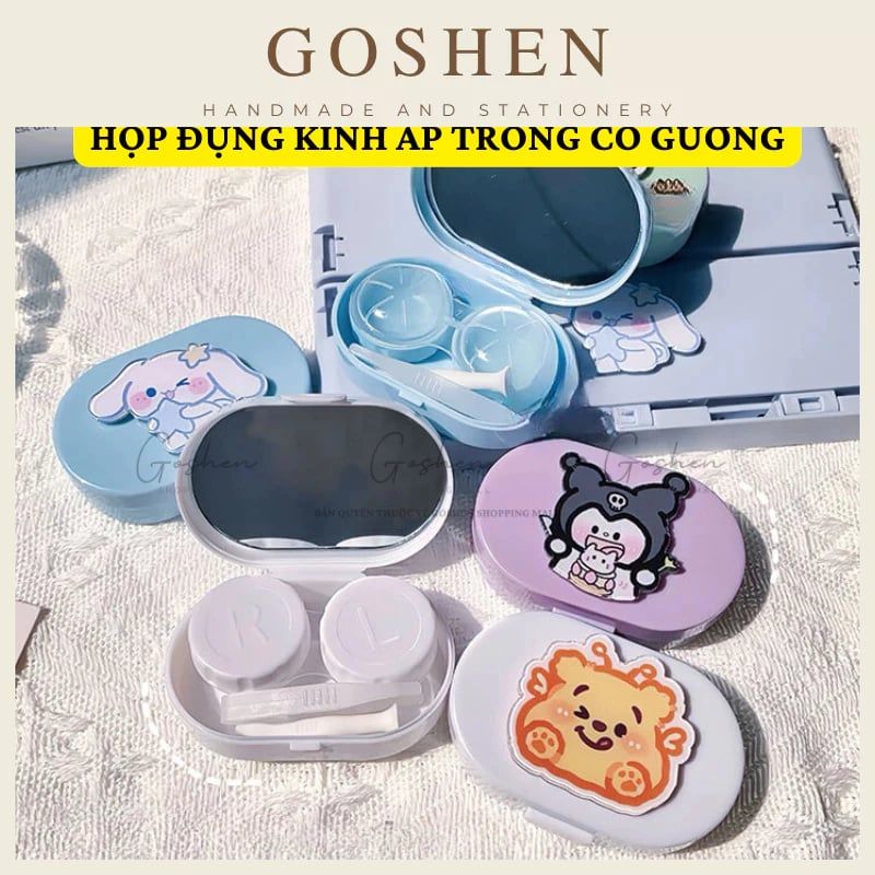 Hộp Đựng Lens, Hộp Đựng Kính Áp Tròng Có Gương Hoạt Hình Dễ Thương