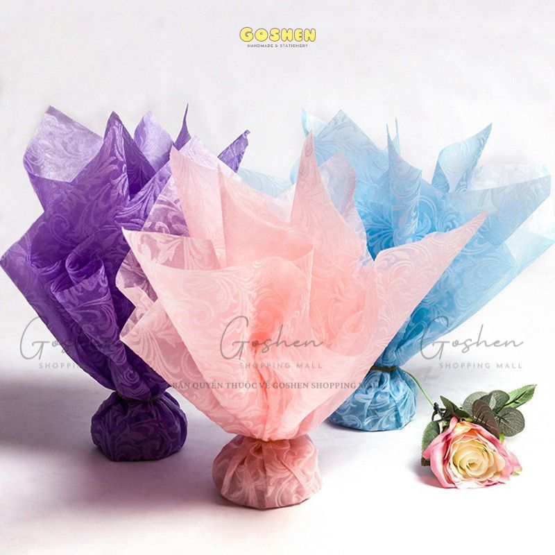 (58x58cm) Giấy Gấm Gói Hoa Mếch Sò Lụa Gói Hoa Hàng Cao Cấp