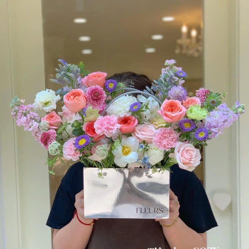 Túi Giấy Bạc Đựng Hoa, Quà Tặng Fleurs Hàn Quốc Cao Cấp, Sang Trọng