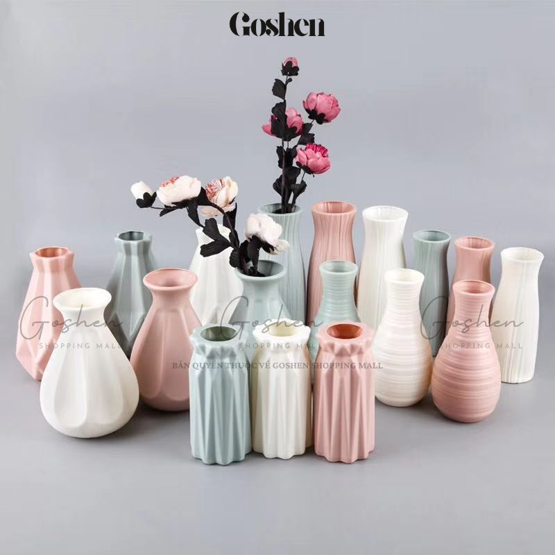 Lọ Hoa - Bình Hoa Nhựa Giả Gốm, Decor Tối Giản Nhưng Tinh Tế.