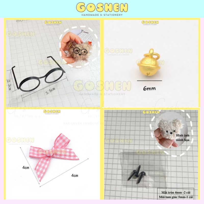 Lẻ Phụ Kiện Măt - Mũi - Miệng - Mặt Kính - Nờ - Chuông - Charm. Đồ Decor Cho Handmade