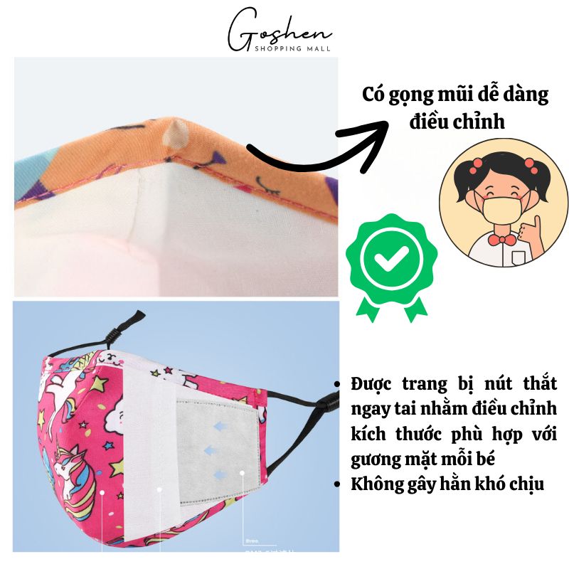 Khẩu Trang Vải Trẻ Em (13-25kg) Chống Nắng Chống Bụi