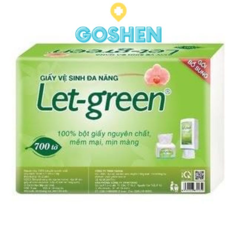 Bao bổ sung khăn giấy rút Let-green 700 tờ (100 x 210mm x 2 lớp)