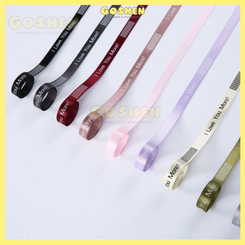 (Bản 1cm) Ruy Băng Chữ I Love You More Bản 1cm Gói Hoa Buộc Quà