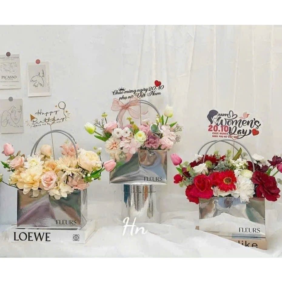 Túi Giấy Bạc Đựng Hoa, Quà Tặng Fleurs Hàn Quốc Cao Cấp, Sang Trọng