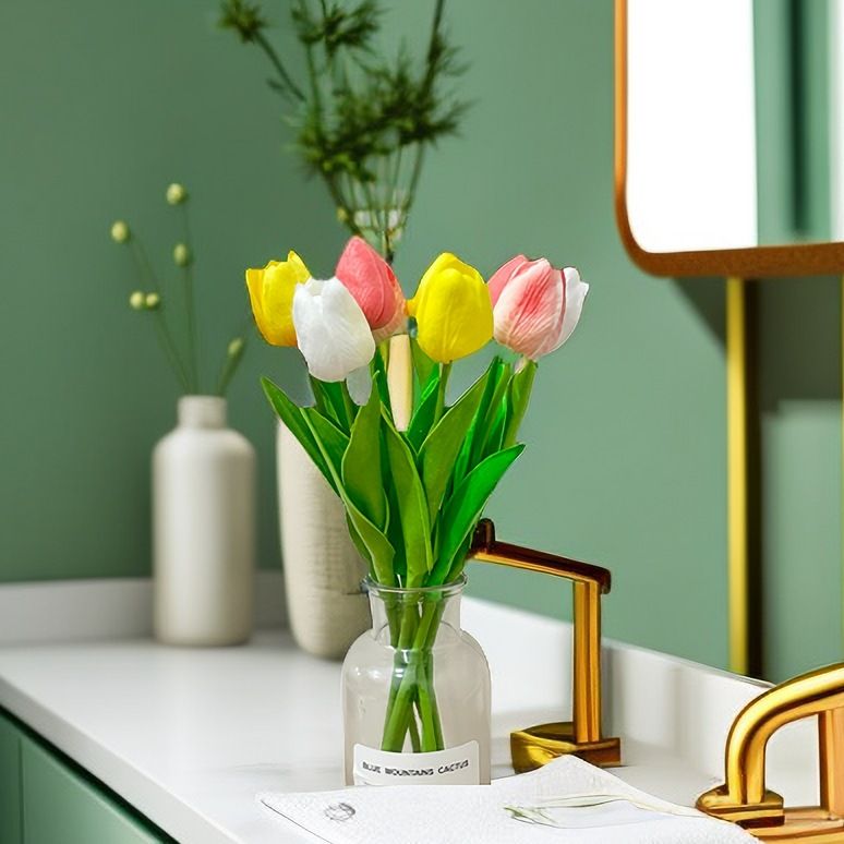 Hoa Tulip Giả Bằng Cao Su PU Dùng Trang Trí Decor Xinh Xắn