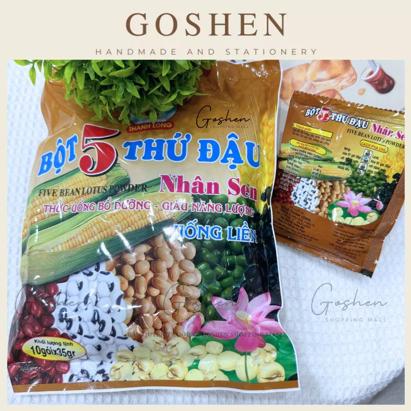 Bột 5 Thứ Đậu Nhân Sen NGUYÊN CHẤT Thanh Long Uống Liền Lotus Bean Mix Powder 10 gói x35gr