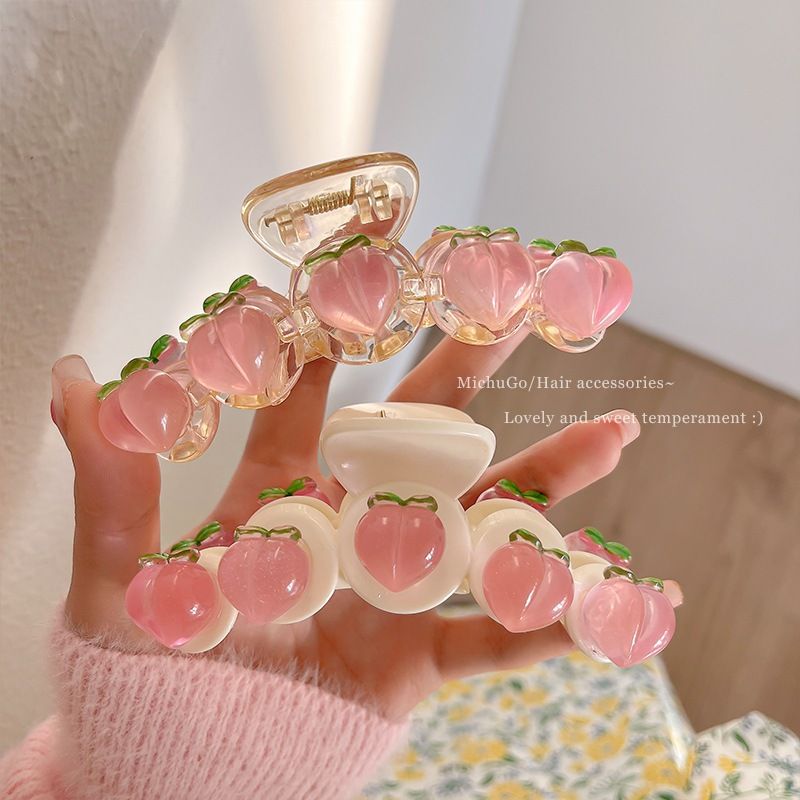 Kẹp Tóc Hình Trái Đào Pastel Nhẹ Nhàng Phong Cách Hàn Quốc