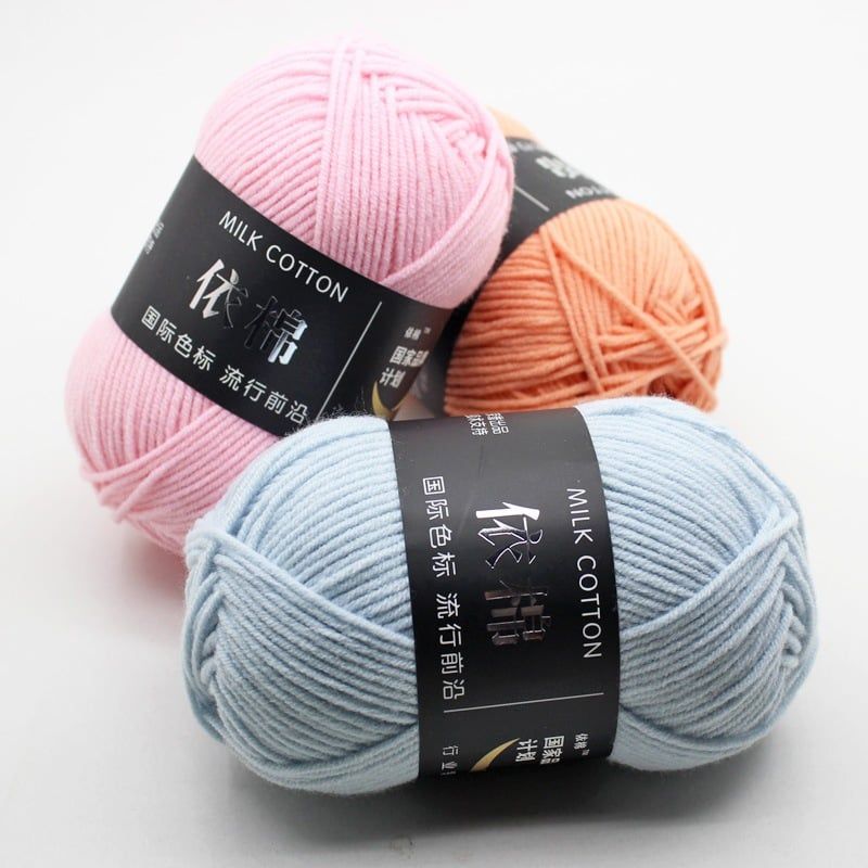 (Cuộn 50gr) Len Milk Cotton Mác Đen Sợi 2mm Mềm Mịn làm Thú Bông, Móc Khoá, Hoa Len