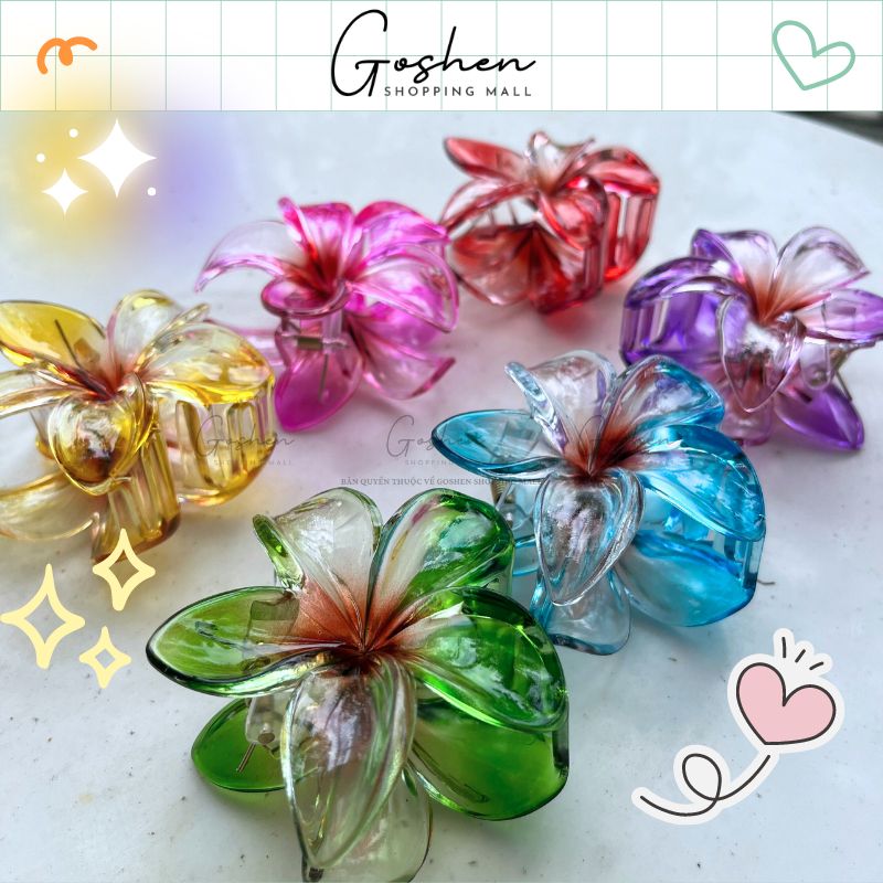 (Màu Mới) Kẹp Hoa Sứ Đủ Màu, Kẹp Hoa Sứ Tráng Gương, Hologram 8cm