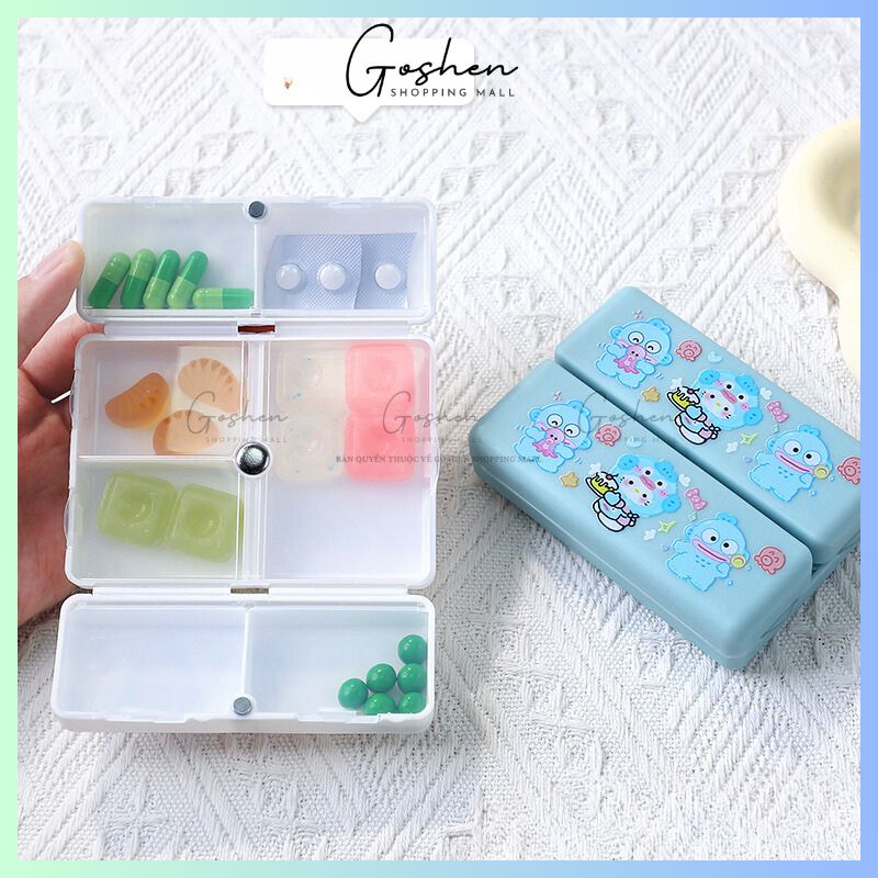Hộp Nhựa Hoạt Hình Đựng Thuốc, Đựng Đồ Linh Tinh Từ Tính 7 Ngăn Tiện Lợi