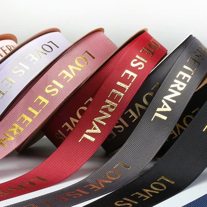 (1cm x Dài 45m) Cuộn Dây Ruy Băng In Chữ LOVE IS ETERNAL, Nhiều Màu Sắc, Trang Trí Nơ, Gói Quà.