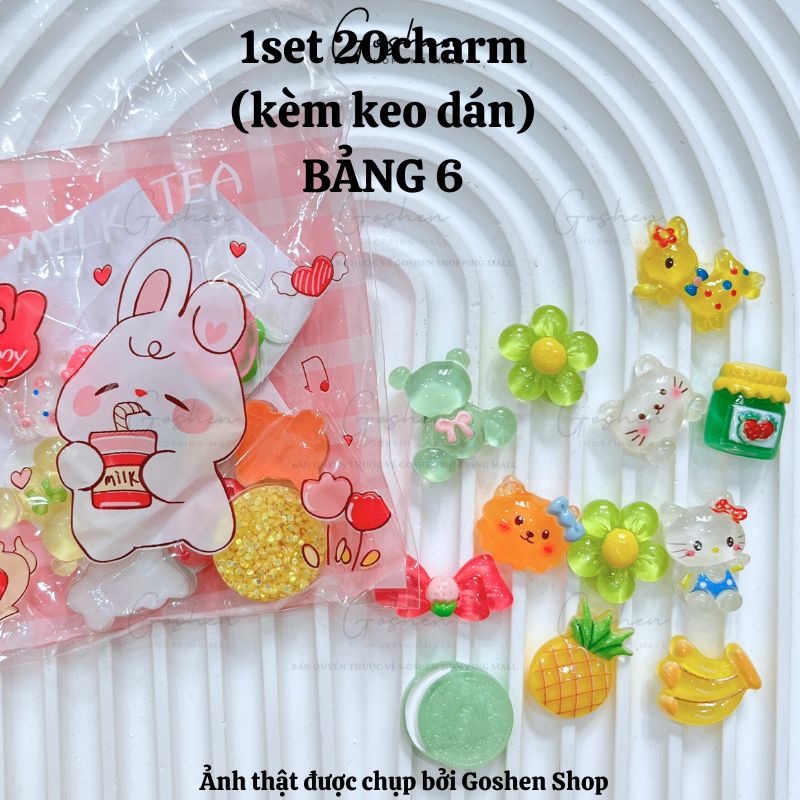 (Tặng Keo) Charm 3D, sticker, jibbitz DIY trang trí kẹp tóc, bình nước, ốp lưng điện thoại