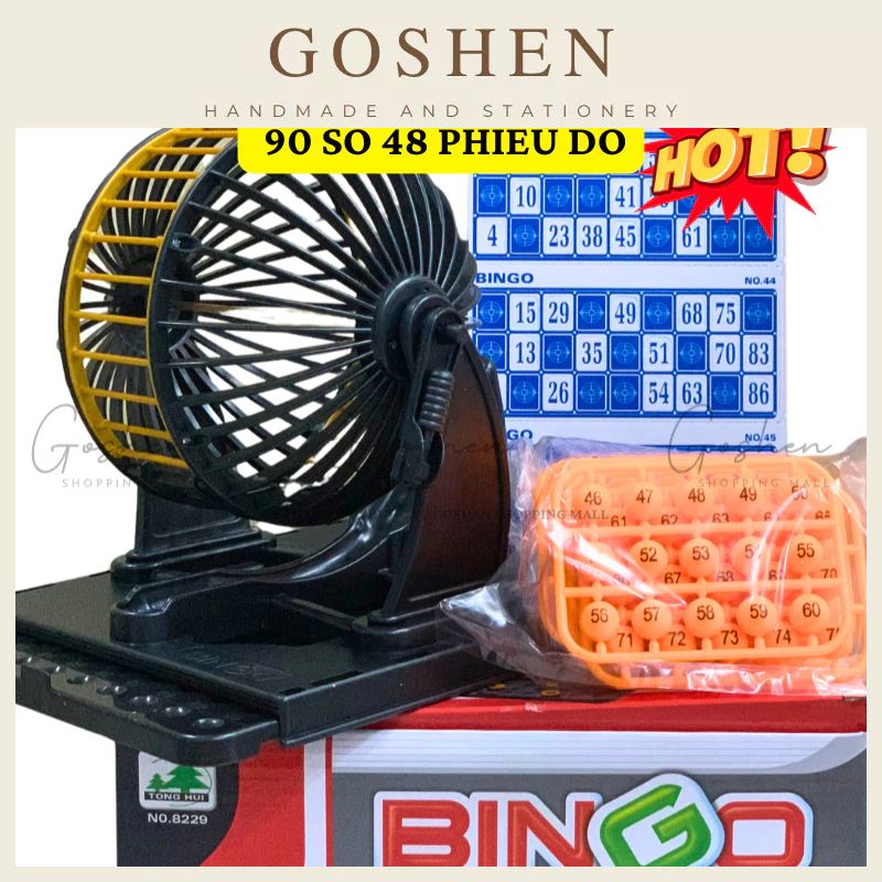 Đồ Chơi Lồng Quay Lô Tô Cao Cấp BINGO LOTTO 90 Số (48 Phiếu Tờ Dò)