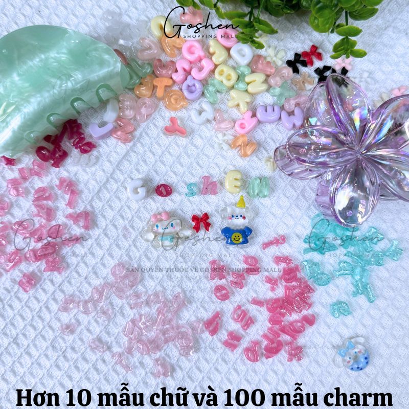 (Tự Design Tên) Kẹp Tóc Càng Cua Xà Cừ Hàn Quốc Kèm Charm Chữ Cái