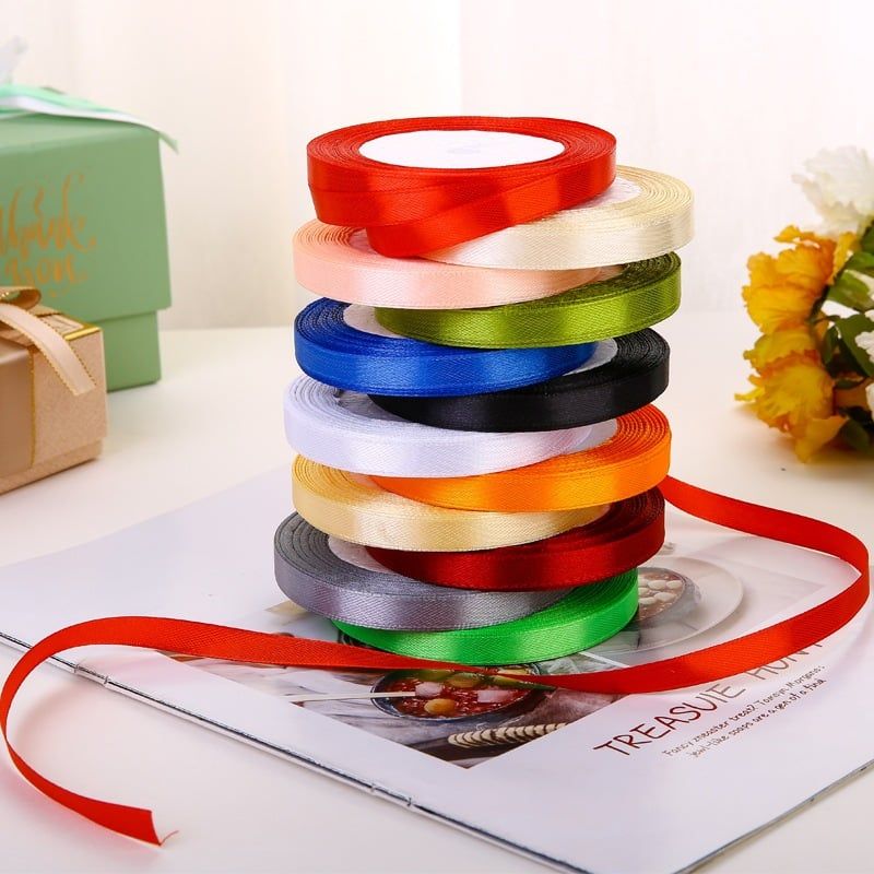 (Ngang 1cm) Ruy Băng Lụa Trơn- Phụ Kiện Làm Hoa, Hoa Giả, Cây Giả, Quà