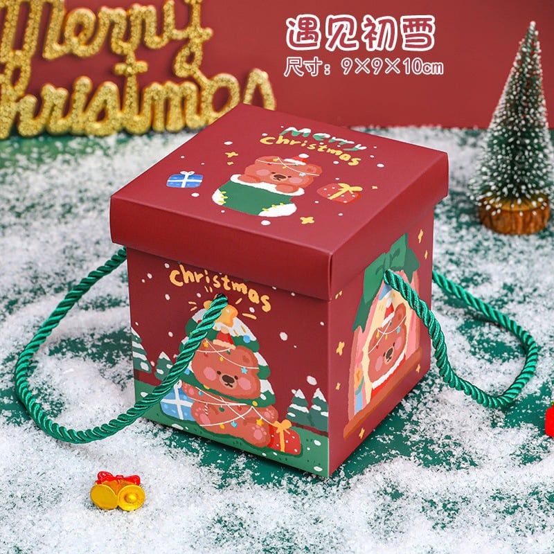 (Chưa Lắp) Hộp Quà Tặng Giáng Sinh Xinh Xắn Có Quai Xách