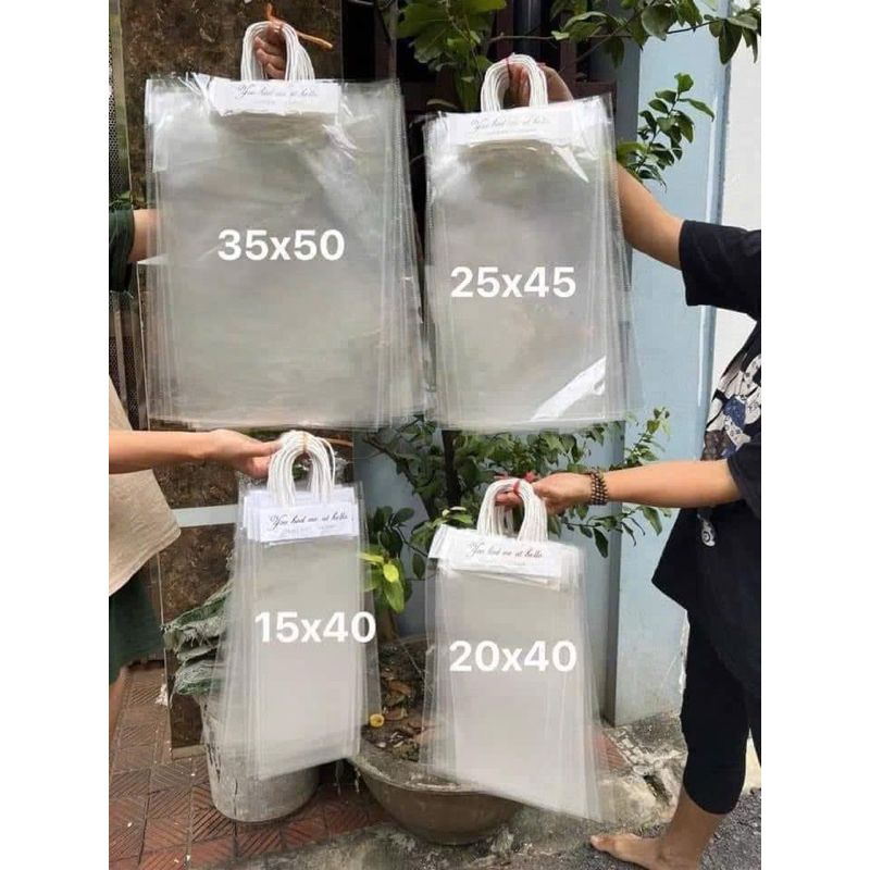 Túi Bóng Kiếng Có Quai Xách Đựng Hoa Đựng Quà Nhiều Size