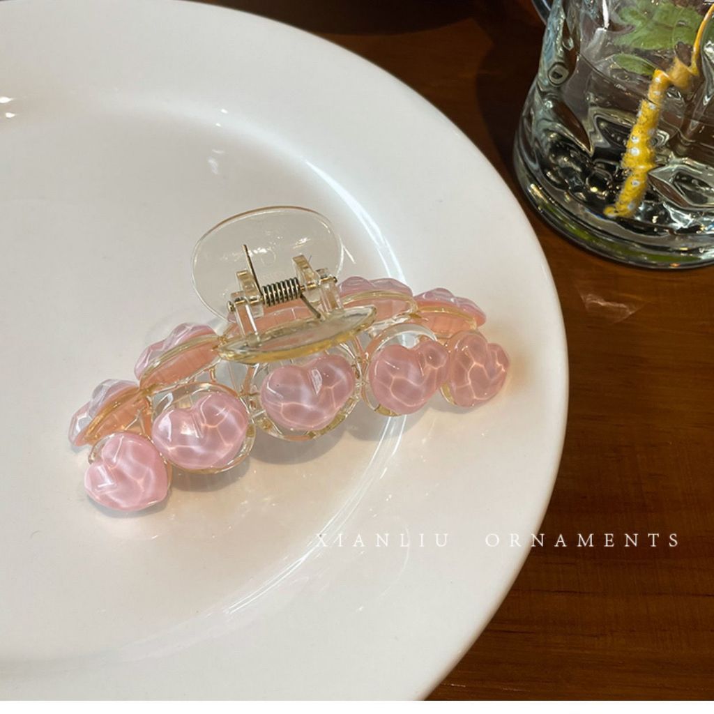 Kẹp Tóc Cao Cấp Nhựa Acrylic Charm Trái Tim Hồng Hàn Quốc