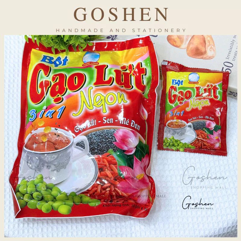 Bột Gạo Lứt Sen Mè Đen NGUYÊN CHẤT Thanh Long Uống Liền Brown Rice lLotus black Sesame Milk Powder 10 gói x35gr