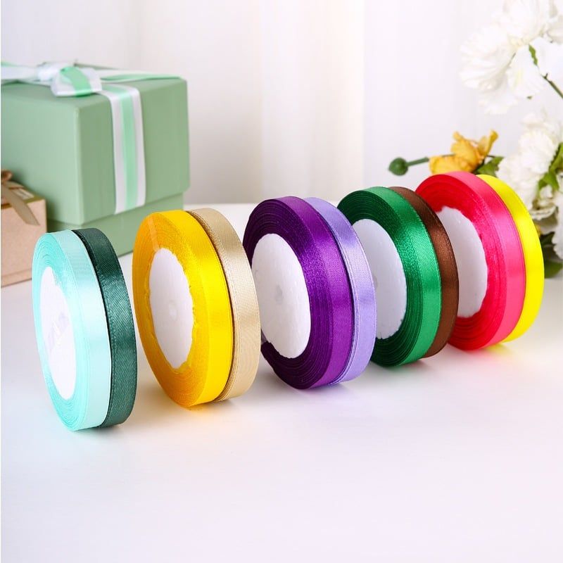 (Ngang 1cm) Ruy Băng Lụa Trơn- Phụ Kiện Làm Hoa, Hoa Giả, Cây Giả, Quà
