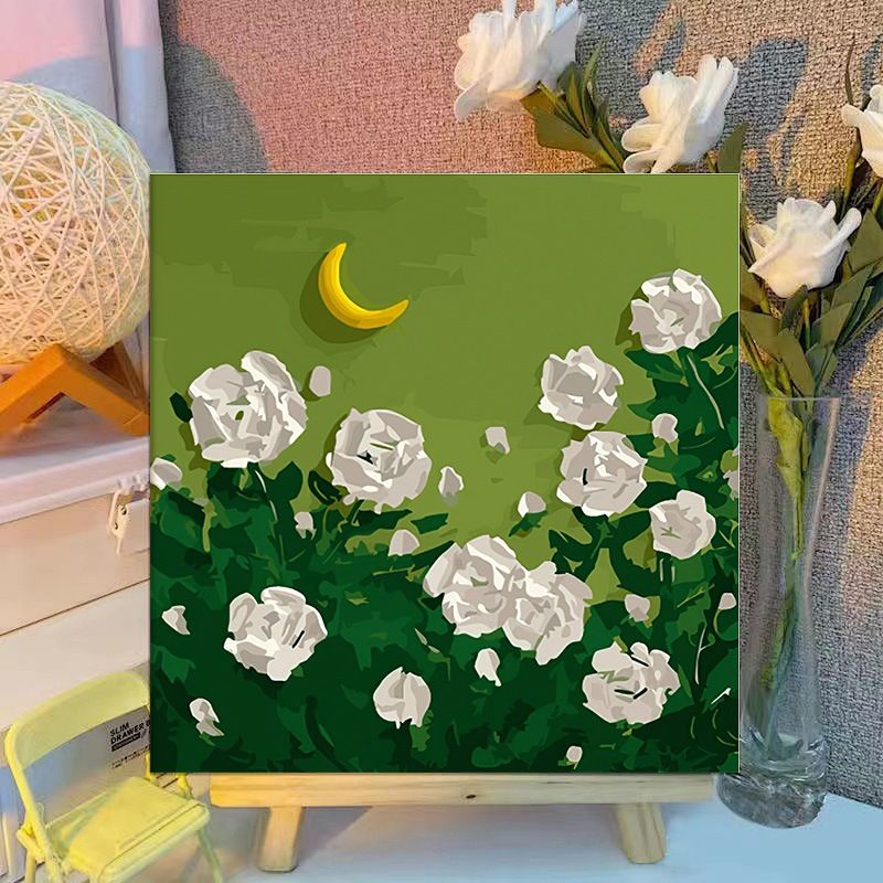 Tranh Tô Màu Số Hóa 20x20cm Mẫu Phong Cảnh Có Kèm Cọ Và Móc Treo