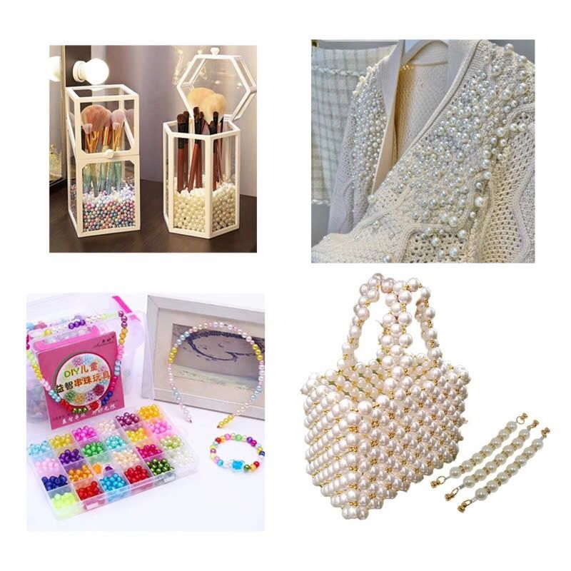 Hạt Nhựa Ngọc Trai Sáng Đẹp Nhiều Size Trang Trí Handmade
