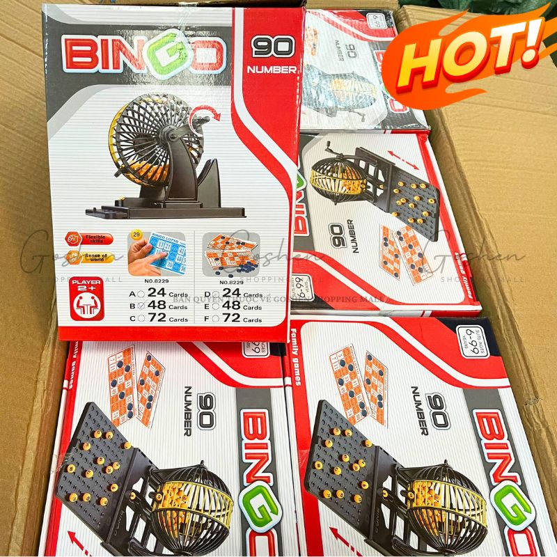Đồ Chơi Lồng Quay Lô Tô Cao Cấp BINGO LOTTO 90 Số (48 Phiếu Tờ Dò)