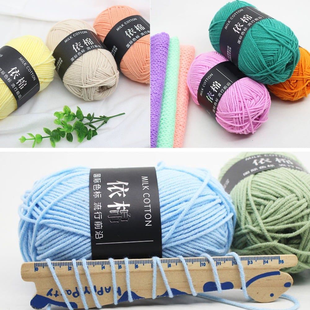 (Cuộn 50gr) Len Milk Cotton Mác Đen Sợi 2mm Mềm Mịn làm Thú Bông, Móc Khoá, Hoa Len