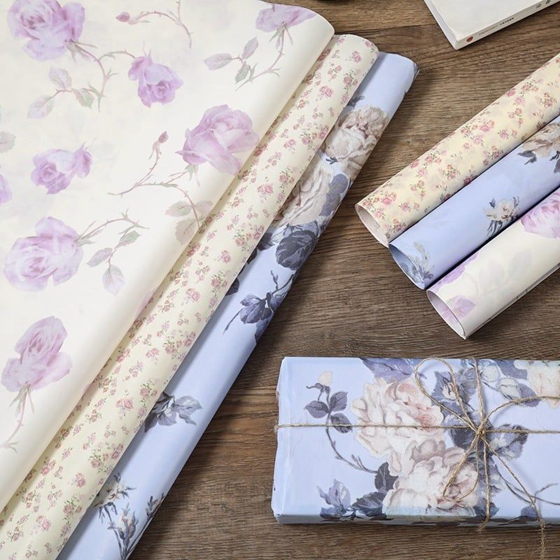 (38x52cm) Giấy Gói Hoa Chữ Tiếng Anh Họa Tiết- Foam Cứng - Phong Cách Trang Nhã - Không Thấm Nước