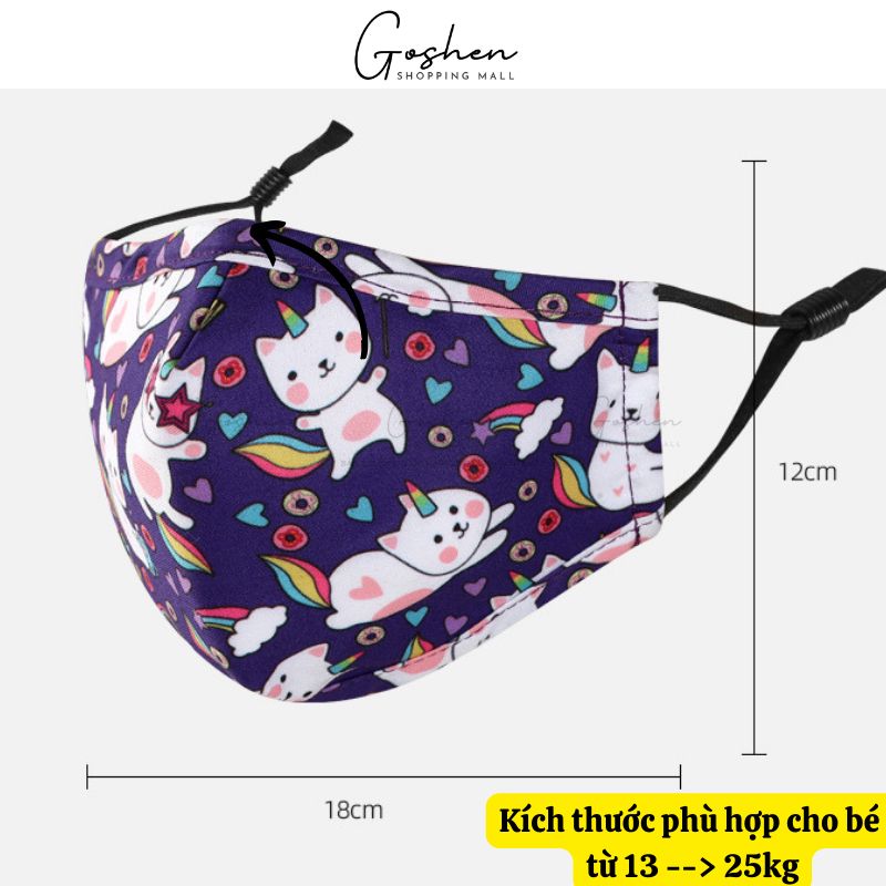 Khẩu Trang Vải Trẻ Em (13-25kg) Chống Nắng Chống Bụi