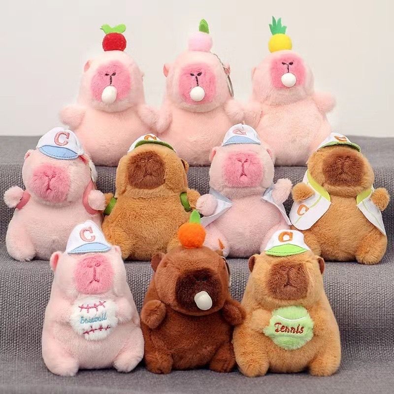 Móc Khóa Gấu Bông Capybara, Labubu Bông Mềm Siêu Dễ Thương