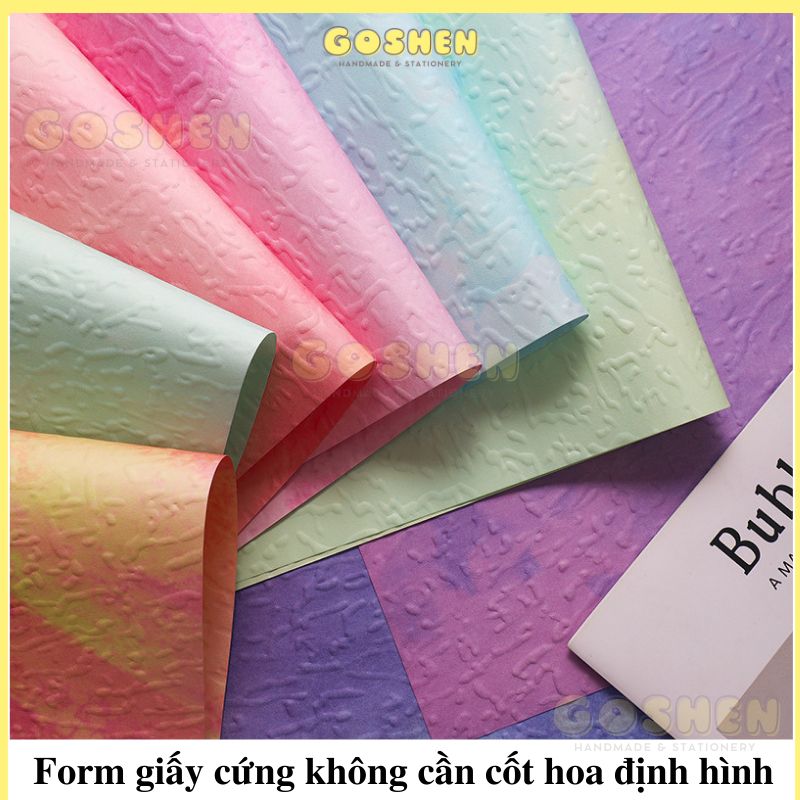 (38*50 cm) Giấy Gói Hoa Phong Cách Phù Điêu BATIK, Dập Nổi Ba Chiều, Màu Loang.